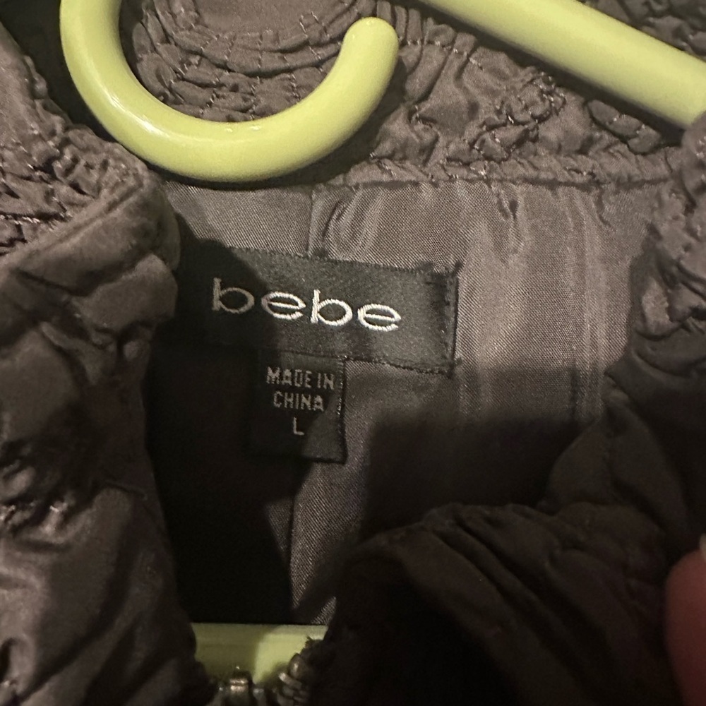 Bebe Black Bomber Jacket with Lace Detail - Picture 3 of 4